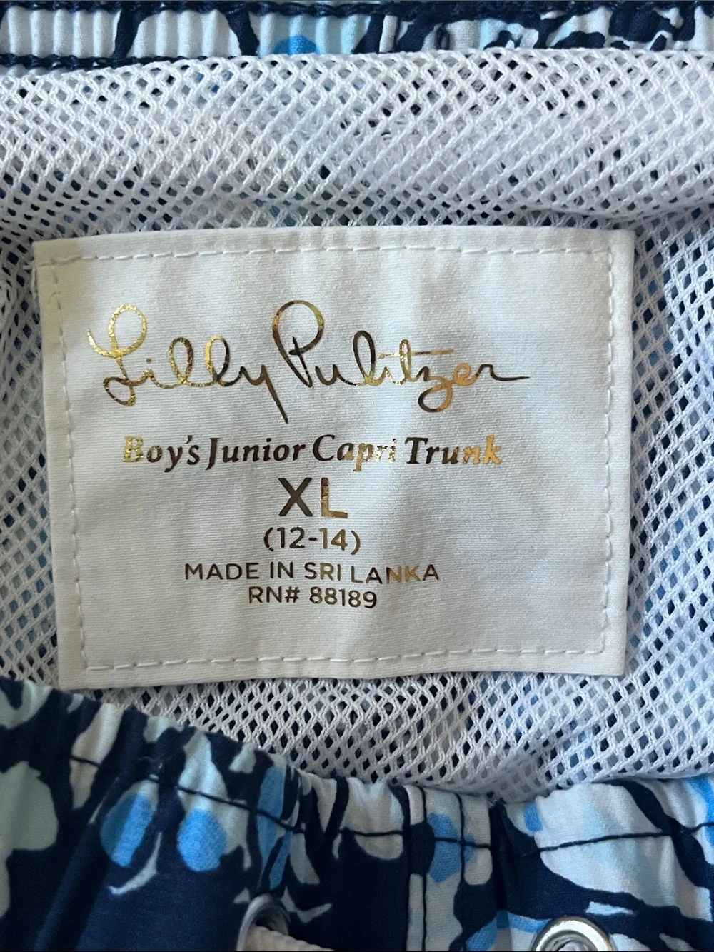 NWT Lilly Pulitzer Junior Capri Swim Trunks in Bouquet All Day, Size XL (12-14)